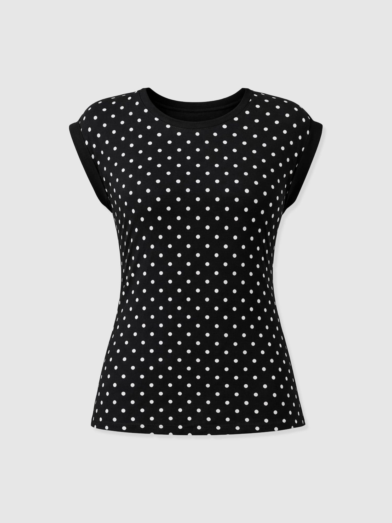Turn Up Contrast Tee - Black Polka Dot - Women's T-shirts | Saint + Sofia® USA